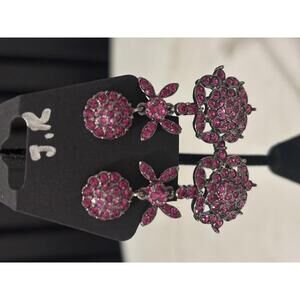 Vintage Style Pink Rhinestone Drop Earrings